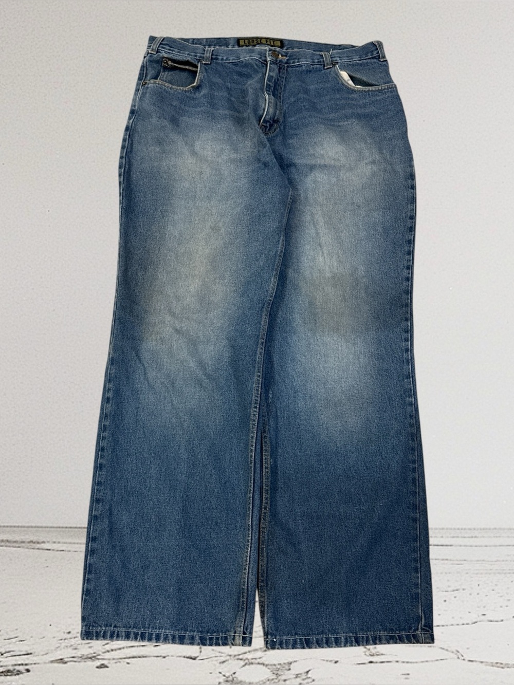 Steve and Barrys Red Star Denim Jeans Vintage 90s, Size 38x34, Pockets, Faded